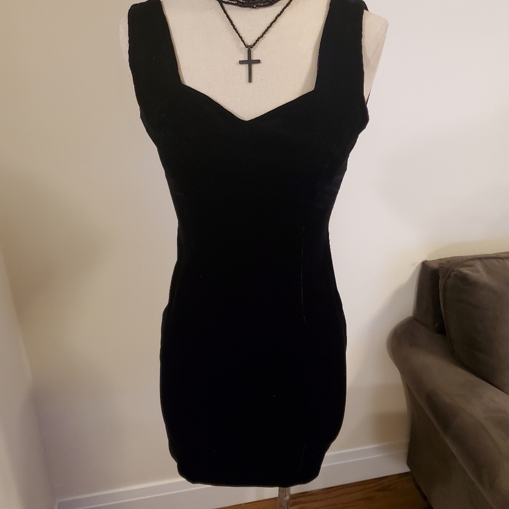 🖤SOLD🖤 Vintage sexy goth velvet 90s bustier mini dress le chateau y2k - Picture 14 of 15